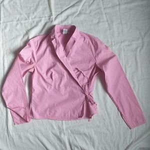 Pink wrap collared shirt